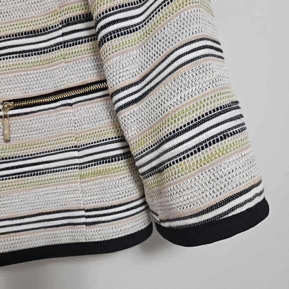 Kasper Open Blazer Jacket lined Womens Size 10 Multi colored Trimmed In black LN - Picture 6 of 13